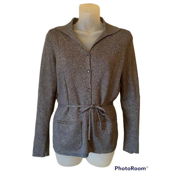 JONES NEW YORK COUNTRY Sz Small Cardigan Ladies Gray Cardigan Tie At Waist - Picture 1 of 2